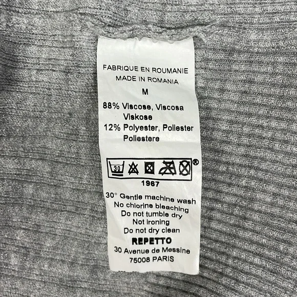 Repetto Gray Knit Mock Neck Long Sleeve Sweater. M. - Picture 13 of 13